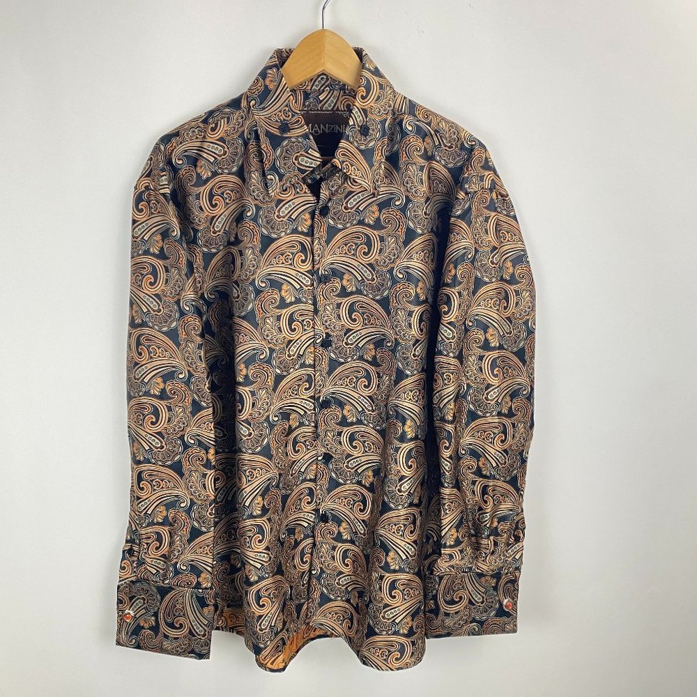 Manzini Mens' Paisley Print Dress Shirt